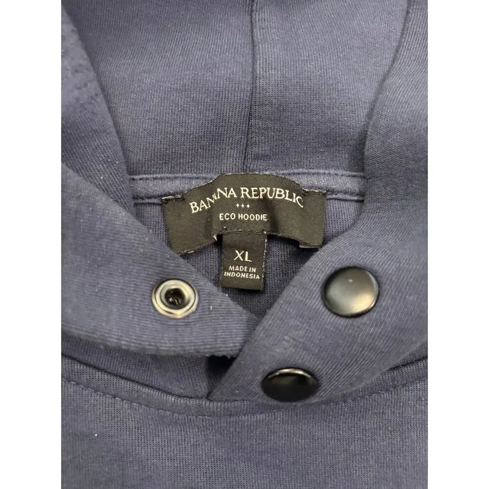 Banana Republic Eco Hoodie Mens XL Navy‎ Blue Snap Neck Sweatshirt 1166